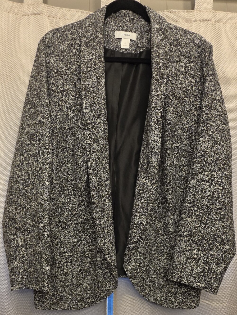 CJ Banks Black and White Open Front Blazer